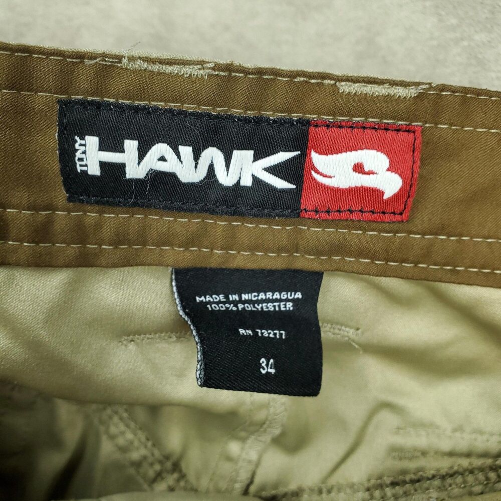 Tony Hawk Cargo Shorts Mens 34 Beige Polyester Microfiber Skate Outdoors Casual - Picture 2 of 11